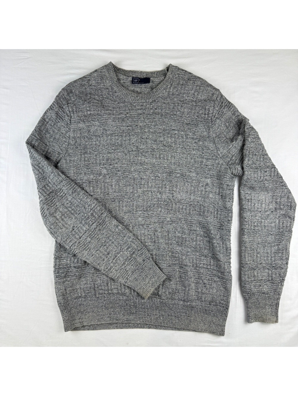 GAP Men's Medium Gray Textured HEAVY Cotton Blend Sweater